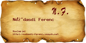 Nádasdi Ferenc névjegykártya