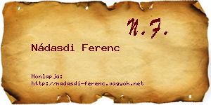 Nádasdi Ferenc névjegykártya